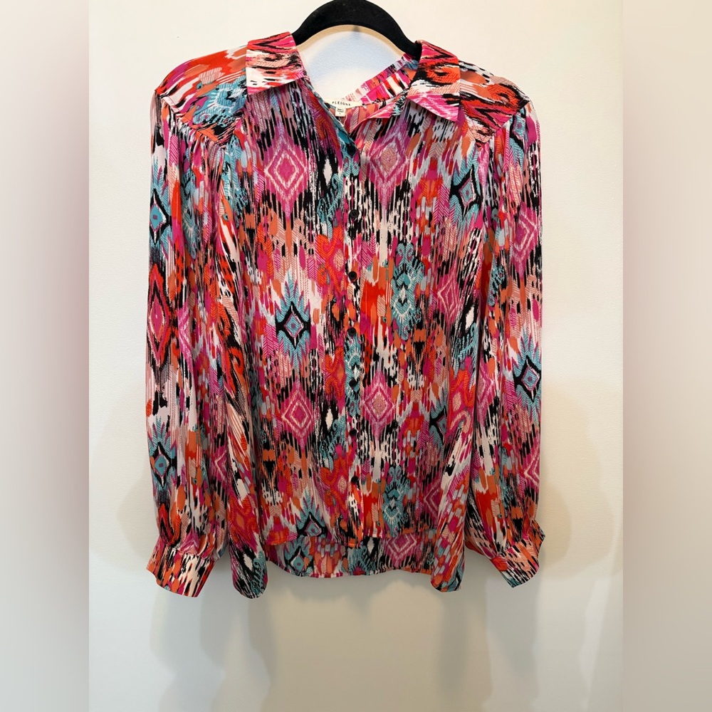 NWT Pleione Multicolor Abstract Button Down Blouse - Size L
